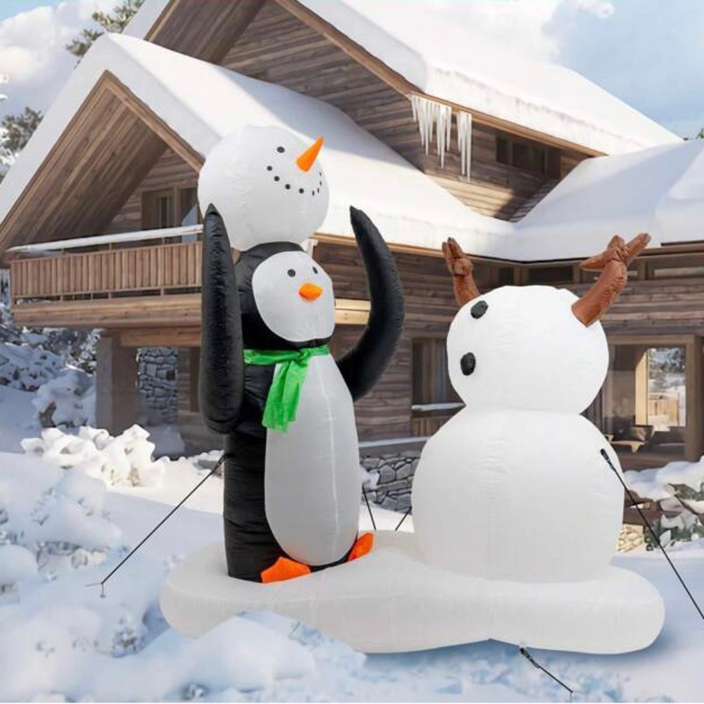 7 Foot Christmas Inflatable Penguin & Snowman Outdoor Decorations Winter Holiday - Picture 7 of 8
